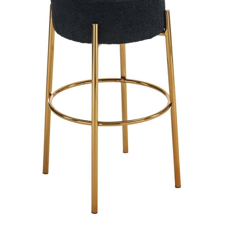 30" Tall, Set of 2 Round Bar Stools, Gold Metal legs Stool